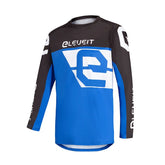 Maglia X LEGEND 23, una maglia off-road con maniche lunghe e taglio ergonomico. Colori Blu-Bianco-Nero. Di ELEVEIT MOTOBOOTS.